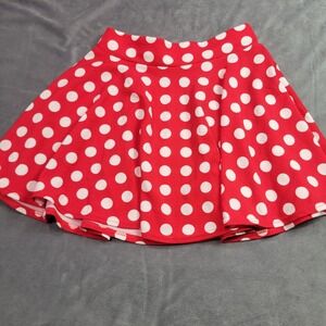 Urban Coco Red White Polka Dot Skater Mini Skirt Womens Medium Textured Stretch
